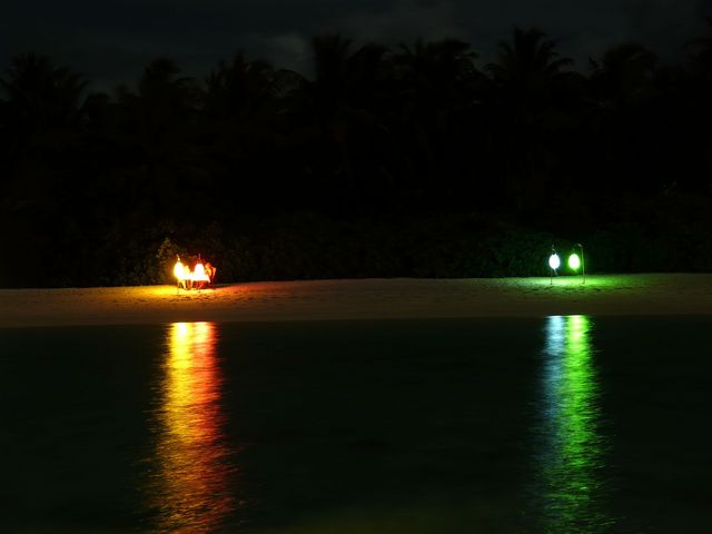 Coloured reflections at night